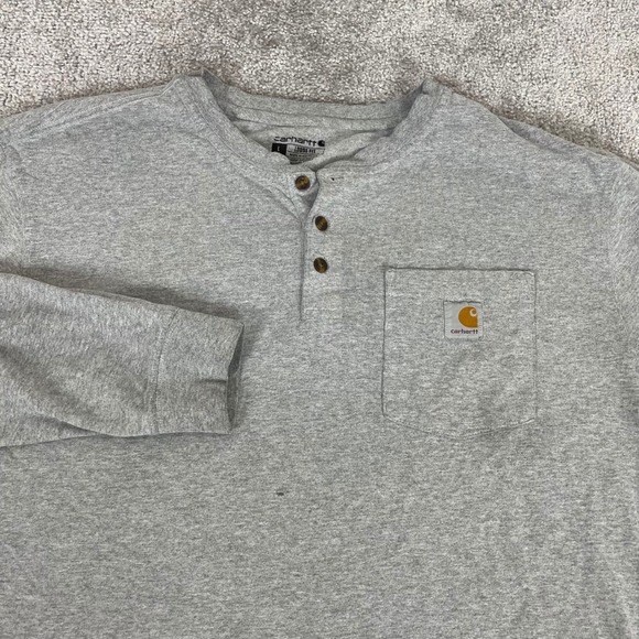 Carhartt Other - Carhartt Henley Shirt Mens Large Loose Fit Long Sleeve Work Shirt Gray